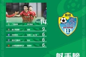 中乙射手榜：费尔南多14球居首 陈龙6球跻身前五图片